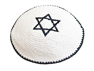 Traditional jewish headwear with embroidered star of David