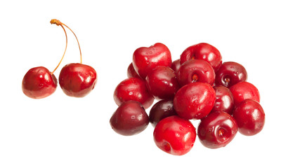 Cherries isolated on white background