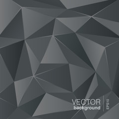 Dark grey background abstract polygon triangle style. Vector