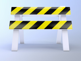Yellow roadworks barrier front