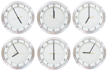 set of wall clock with working time