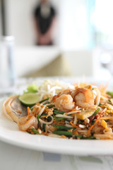 Thai food padthai fried noodle with shrimp