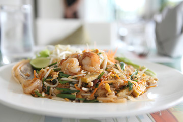 Thai food padthai fried noodle with shrimp