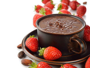 Hot chocolate and strawberry