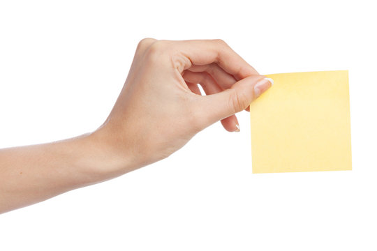 Female Hand With A Sticky Note