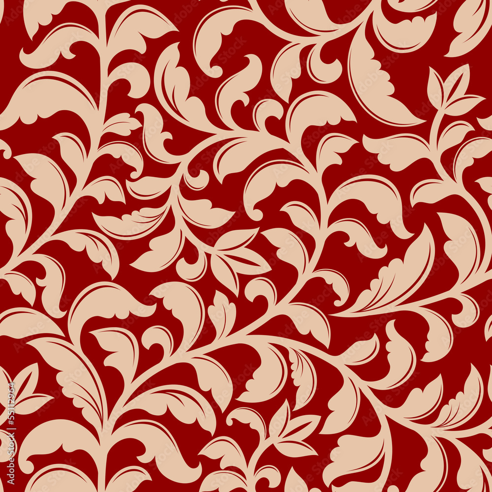 Poster seamless pattern with retro flowers