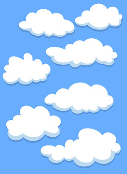 Cartoon white clouds on sky