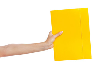 Female hand holding a folder