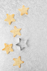Christmas cookies star on a silver background