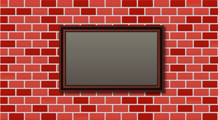 vintage picture frame on brick wall