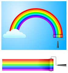 paint roller with rainbow
