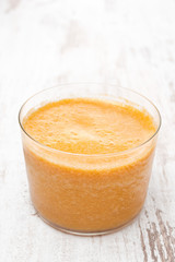 glass of fresh squeezed peach juice