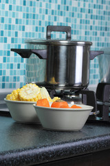 Carrot and corn vegeteble material