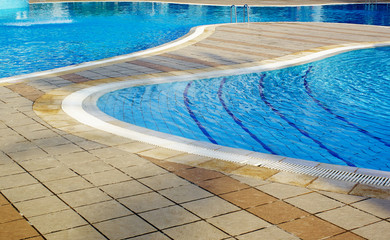 part of swimming pool with blue water