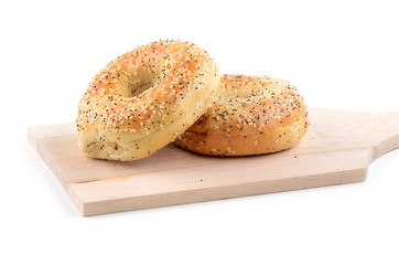 Sesame seed and poppy seed bagel