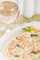 Prawn Risotto Bianco - Prawn risotto in creamy white wine sauce.
