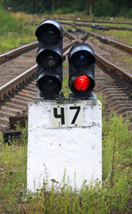 Railway semaphore shows red light