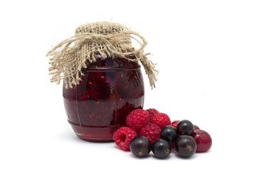 Jam and fresh berries