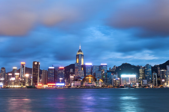 Hong Kong night view at Victoria Harbor