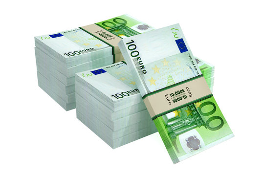 Euro bills isolated on white background 