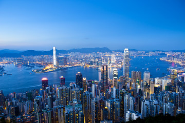 Fototapeta na wymiar Hong Kong miasto nocą
