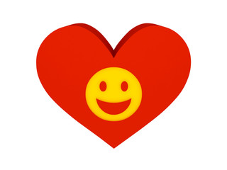 Big red heart with laughing face symbol.