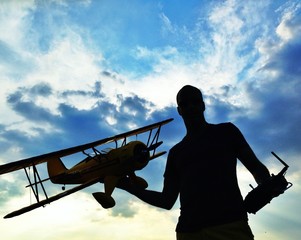 man with rc plane