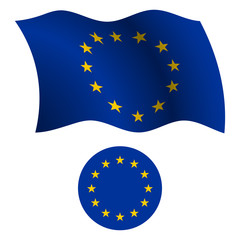 european union wavy flag and icon