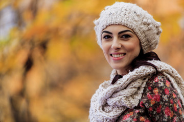 Young woman at autumn forest