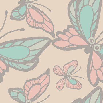 Seamless background of butterflies