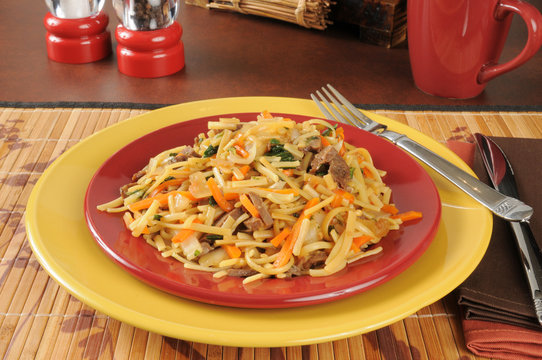 Plate Of Beef Chow Mein