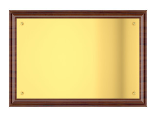 Wood plaque with Gold plate.