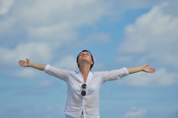 happy woman enjoy  summer time