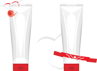 Gift packaging with cream isolated on the white background