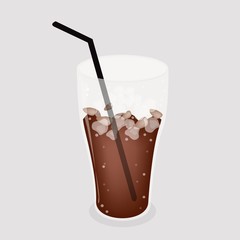 Iced Coffee or Iced Tea on Grey Background