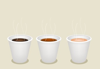 Three Kind of Coffee in Disposable Cup