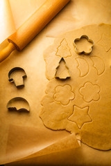 Close-up of gingerbread cookies before baking