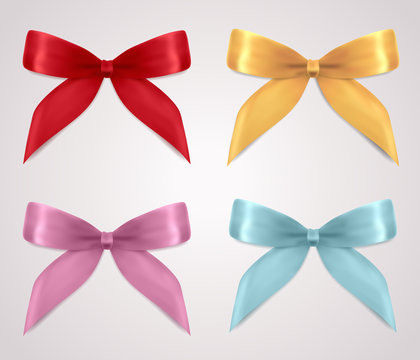 Set of gift bows (ribbons, present symbol). For holidays