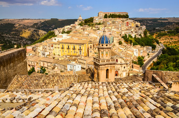View of beautiful village Ragusa in Sicily