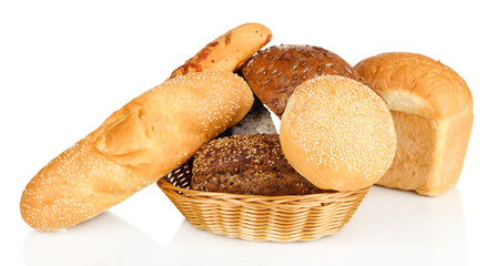 Variety of bread isolated on white