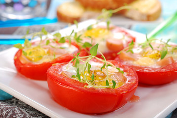 tomato stuffed with quail egg