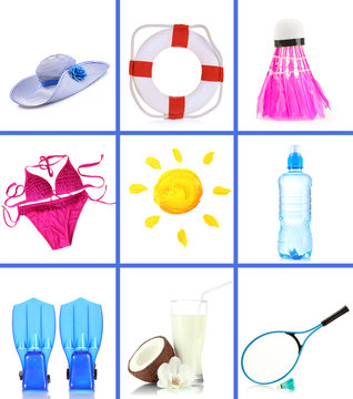Collage of things for summer holiday