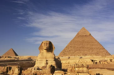 Foto op Canvas De Sfinx en Piramide van Khafre, Caïro, Egypte © donyanedomam