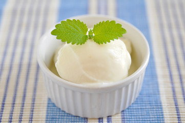 Zitronen Eiscreme mit Zitronenmelisse