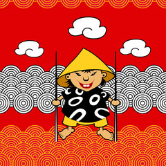 red asian background