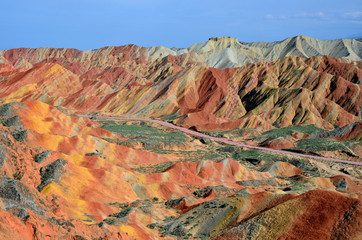 Colourful rock formations in Zhangye city,China