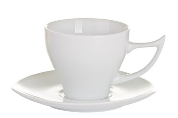 white cup and saucer