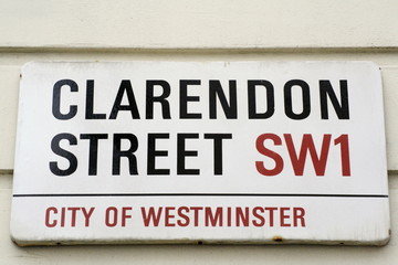 Clarendon Street sign famous address in London