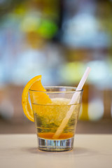 Rusty Nail cocktail on a bar