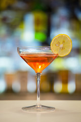 Negroni cocktail on a bar